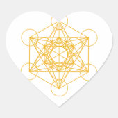 Metatron Cube Gold Hart Sticker (Voorkant)
