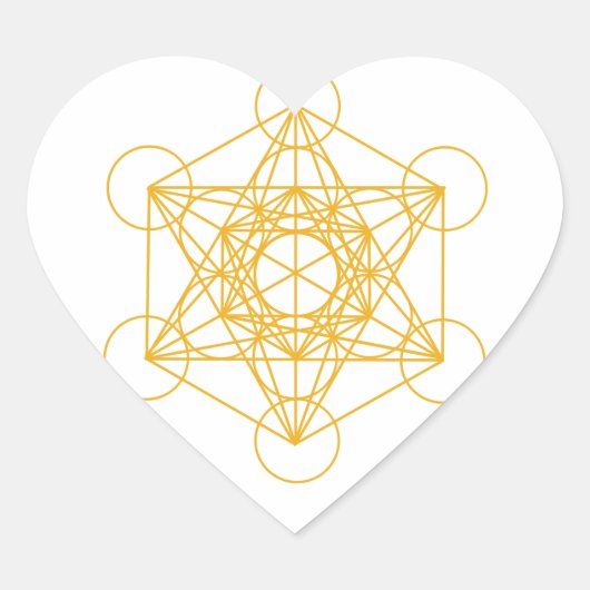 Metatron Cube Gold Hart Sticker (Voorkant)