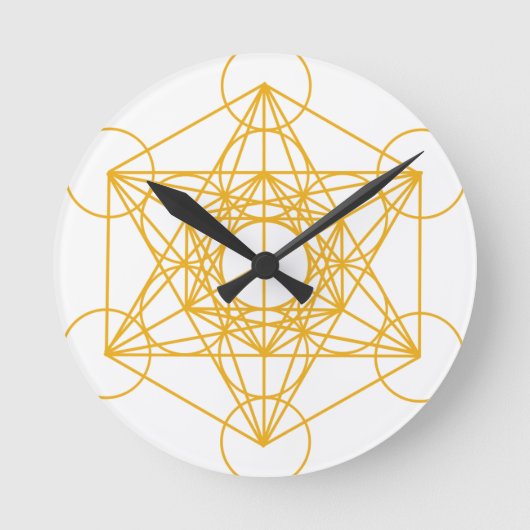 Metatron Cube Gold Ronde Klok (Voorkant)