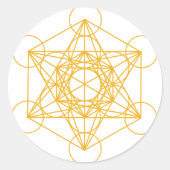 Metatron Cube Gold Ronde Sticker (Voorkant)