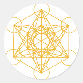 Metatron Cube Gold Ronde Sticker