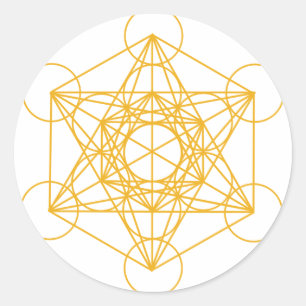 Metatron Cube Gold Ronde Sticker