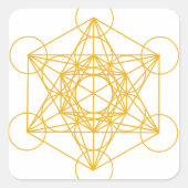 Metatron Cube Gold Vierkante Sticker (Voorkant)