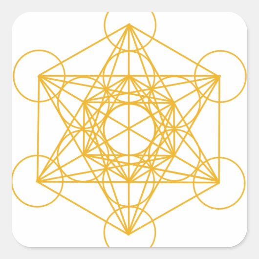 Metatron Cube Gold Vierkante Sticker (Voorkant)