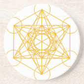 Metatron Cube Gold Zandsteen Onderzetter (Voorkant)