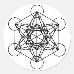 Metatron Cube Ronde Sticker