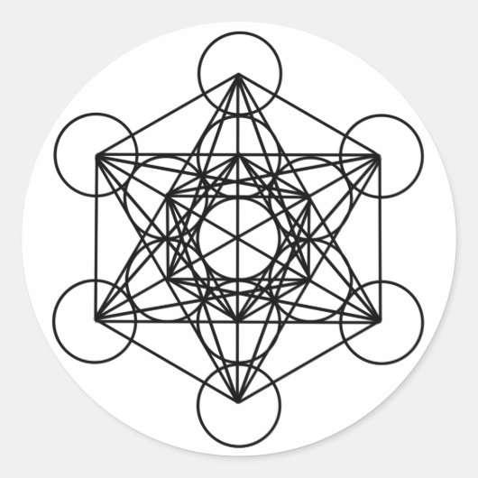 Metatron Cube Ronde Sticker (Voorkant)