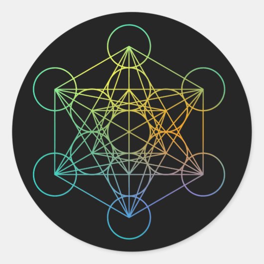 Metatron Cube Sacred Geometry Ronde Sticker (Voorkant)