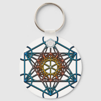 Metatron-kubus (geel oranje blauw verloop)Symbool Sleutelhanger