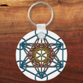 Metatron-kubus (geel oranje blauw verloop)Symbool Sleutelhanger (Voorkant)