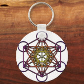 Metatron-kubus (gele paarse gradiënt) Symbool Sleutelhanger (Voorkant)
