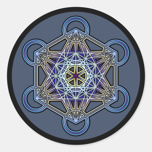 metatron-kubus-mandala-3 ronde sticker (Voorkant)