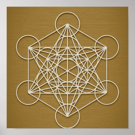 Metatron’s Cube Bronzen Wit Poster (Voorkant)