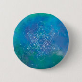 Metatron’s Cube Sacred Geometry Ronde Button 5,7 Cm (Voorkant)