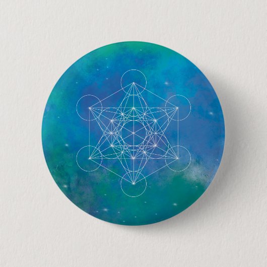 Metatron’s Cube Sacred Geometry Ronde Button 5,7 Cm (Voorkant)