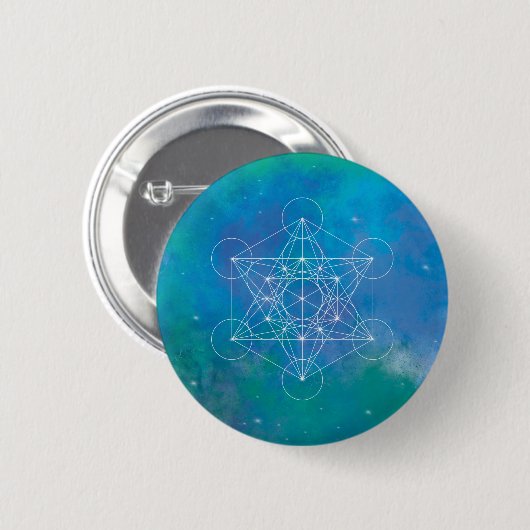 Metatron’s Cube Sacred Geometry Ronde Button 5,7 Cm (Voorkant /achterkant)