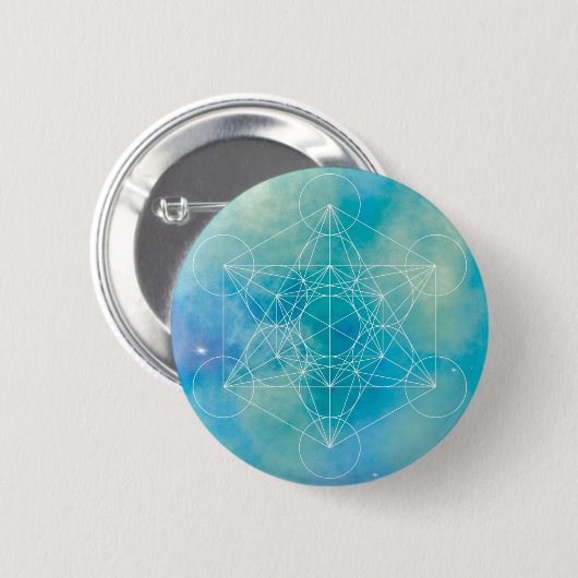 Metatron’s Cube Sacred Geometry Ronde Button 5,7 Cm (Voorkant /achterkant)