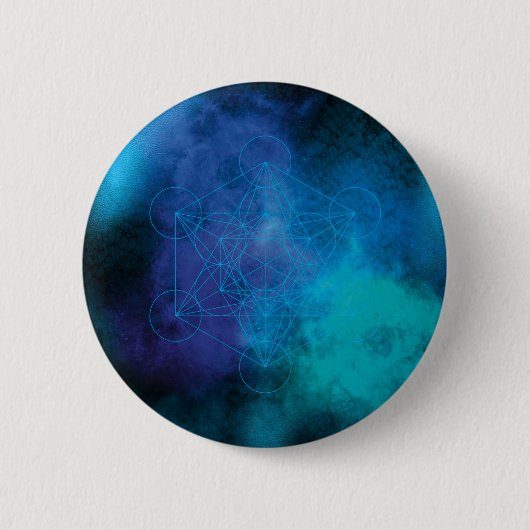 Metatron’s Cube Sacred Geometry Ronde Button 5,7 Cm (Voorkant)