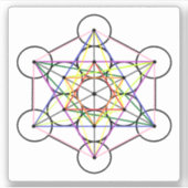 Metatron's Cube 3 inch vierkante sticker (Voorkant)