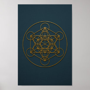 Metatron's Cube Blauw & Brons Poster