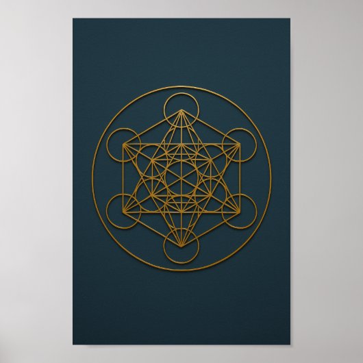 Metatron's Cube Blauw & Brons Poster (Voorkant)