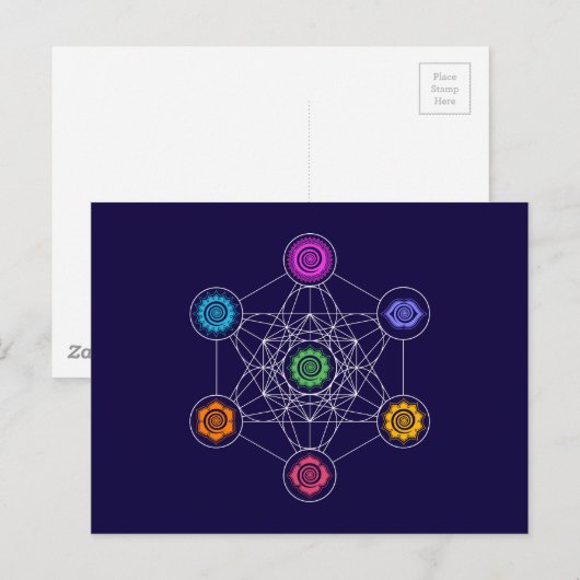 Metatrons Cube, Chakras, Cosmic Energy Centres Briefkaart (Voorkant / Achterkant)