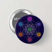 Metatrons Cube, Chakras, Cosmic Energy Centres Ronde Button 5,7 Cm (Voorkant /achterkant)