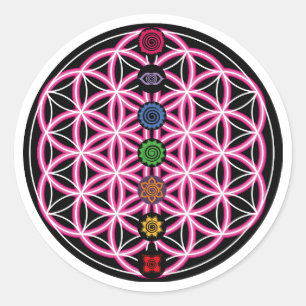 Metatrons Cube, Chakras, Cosmic Energy Centres Ronde Sticker