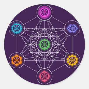 Metatrons Cube, Chakras, Cosmic Energy Centres Ronde Sticker