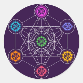 Metatrons Cube, Chakras, Cosmic Energy Centres Ronde Sticker