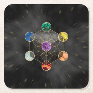 Metatron's Cube Chakras Sacred Geometry Kartonnen Onderzetters