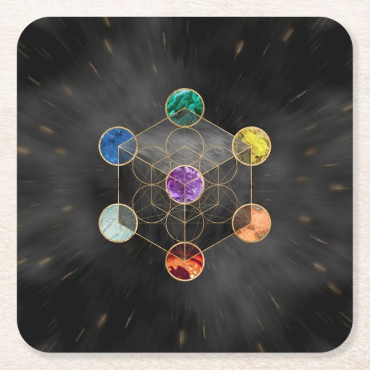 Metatron's Cube Chakras Sacred Geometry Kartonnen Onderzetters (Voorkant)