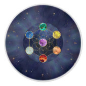Metatron's Cube Chakras Sacred Geometry Keramische Knop (Voorkant)