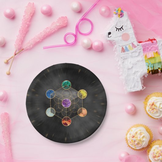 Metatron's Cube Chakras Sacred Geometry Papieren Bordje (Feest)