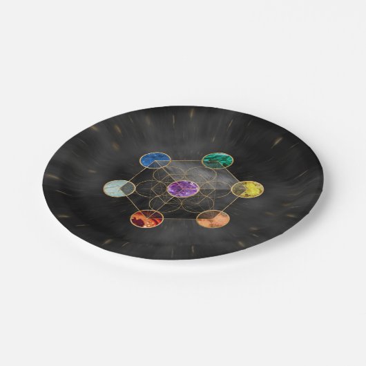 Metatron's Cube Chakras Sacred Geometry Papieren Bordje (Gekanteld)