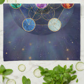 Metatron's Cube Chakras Sacred Geometry Theedoek (Gevouwen)