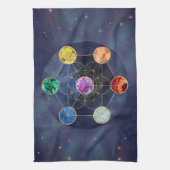 Metatron's Cube Chakras Sacred Geometry Theedoek (Verticaal)