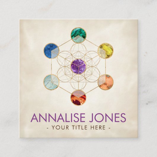 Metatron's Cube Chakras Sacred Geometry Vierkante Visitekaartje (Voorkant)