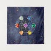 Metatron's Cube Chakras Sacred Geometry Wandkleed (Voorkant (horizontaal))