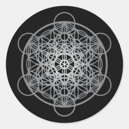Metatron's Cube Flower of Life - Silver Version 1 Ronde Sticker