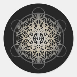 Metatron's Cube Flower of Life - Silver Version 2 Ronde Sticker