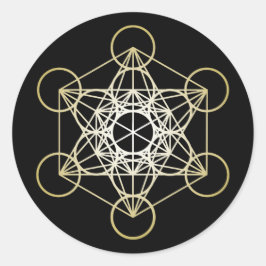 Metatron's Cube - Gold Version Ronde Sticker