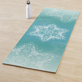 Metatrons cube Mandala turquoise Yogamat