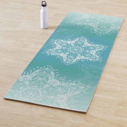 Metatrons cube Mandala turquoise Yogamat (In situ)