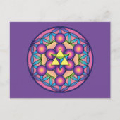 Metatron's Cube Merkaba over de Bloem van het leve Briefkaart (Voorkant)