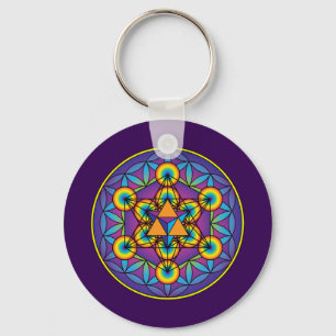 Metatron's Cube Merkaba over de Lager van Leven Sleutelhanger