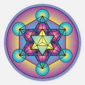 Metatron's Cube Merkaba Ronde Sticker (Voorkant)