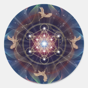 Metatron's Cube - Merkabah - Heilige Geometrie Ronde Sticker