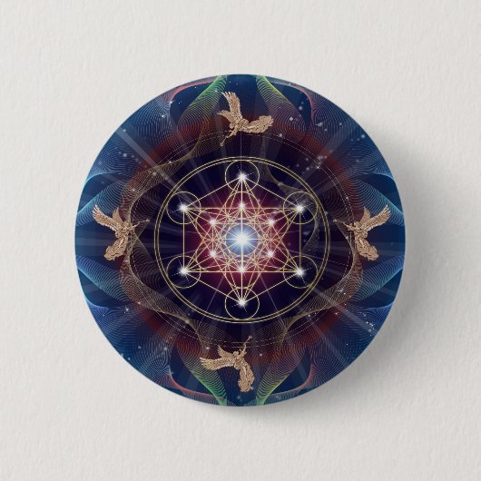 Metatron's Cube - Merkabah Ronde Button 5,7 Cm (Voorkant)