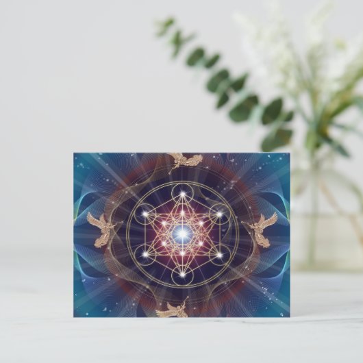 Metatron's Cube - Merkabah - Sacred Geometry Briefkaart (Staand voorkant)